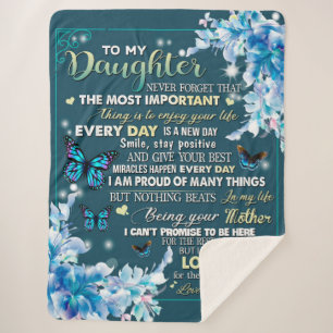To My Mum Gift,Daughter And Mum,Butterfly Lovers Sherpa Blanket