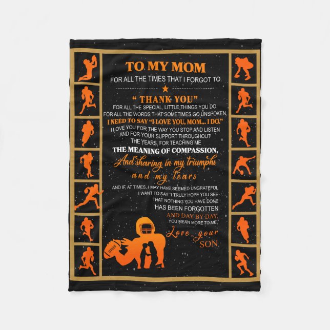 To My Mum Gift, Mum And Son, Ice Hockey Mum Fleece Blanket (Front)