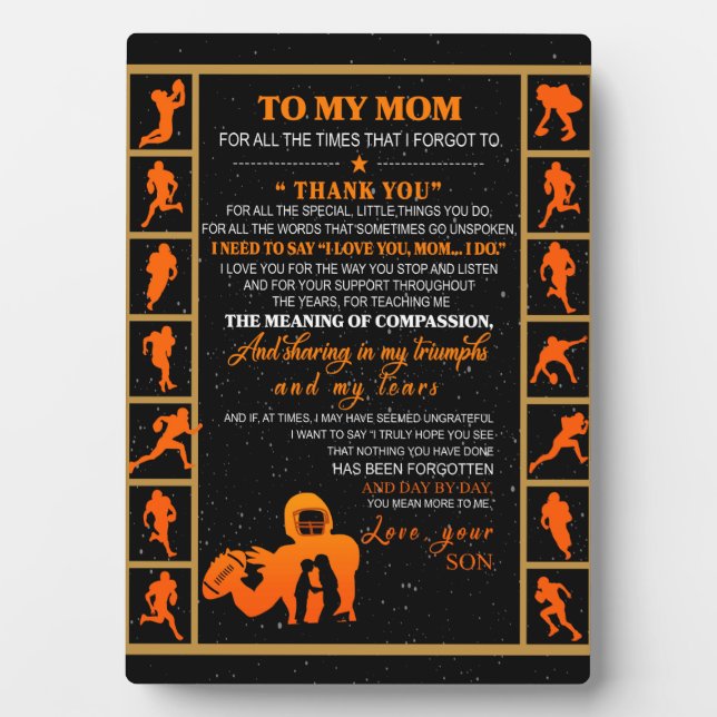 To My Mum Gift, Mum And Son, Ice Hockey Mum Plaque (Front)