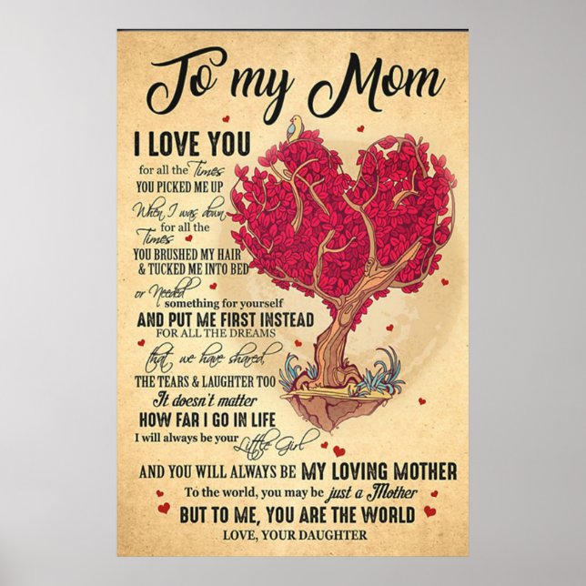 to my mum, i loe you mothers day gifts poster (Front)
