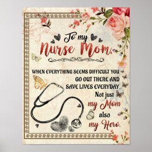 To My Nurse Mum Gift, Floral Love Letter To Mum Poster