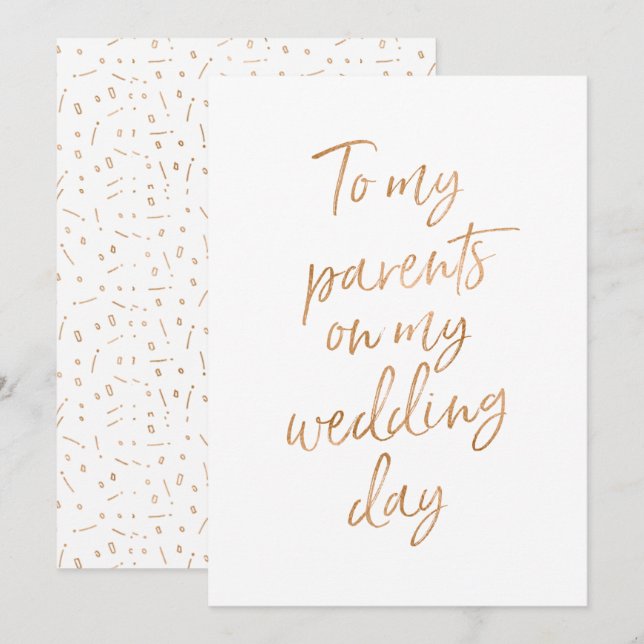To my parents on my wedding day invitation (Front/Back)