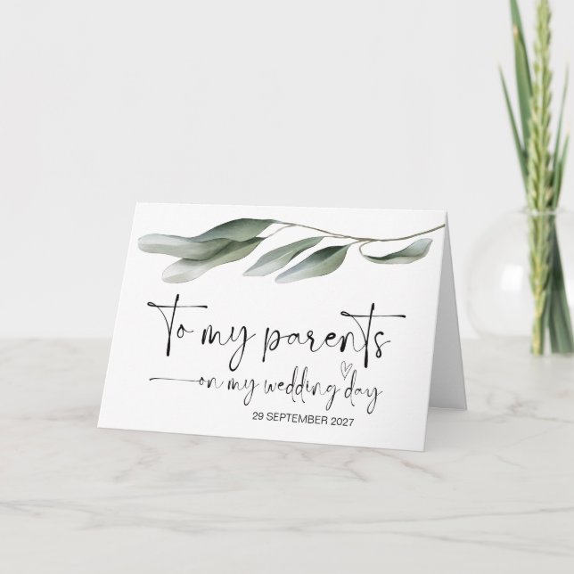 To My Parents on Wedding Day Thank You Bride Groom Card (Front)