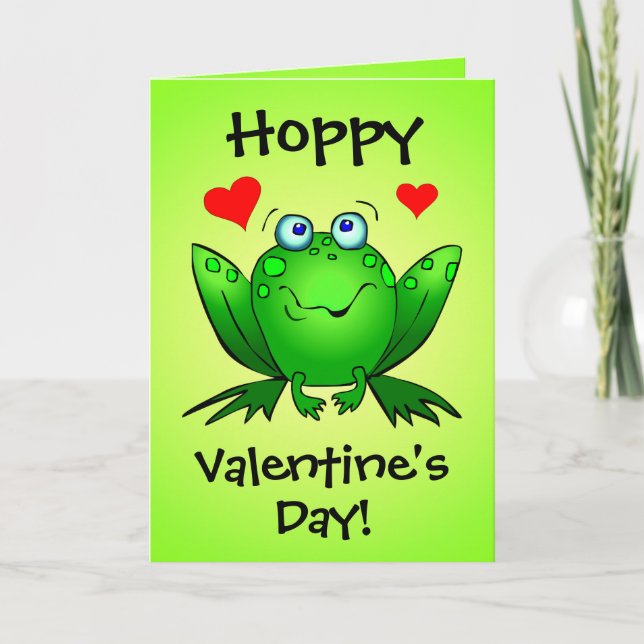 To My Princess Hoppy Valentines Cartoon Frogs Gree Holiday Card (Front)