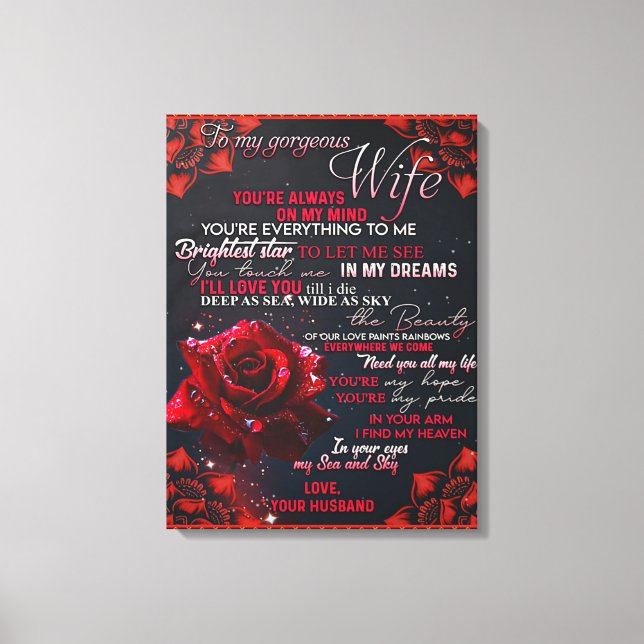 To My Rose Wife Birthday Gift, Couple Wife Gift Canvas Print (Front)