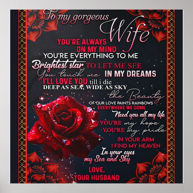 To My Rose Wife Birthday Gift, Couple Wife Gift Poster (Front)