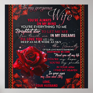 To My Rose Wife Birthday Gift, Couple Wife Gift Poster