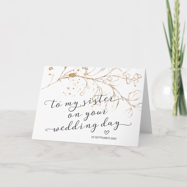 To My Sister Bride Wedding Day Gift Elegant Card (Front)