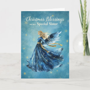 To My Sister Christmas Blessings Angel of Light Card