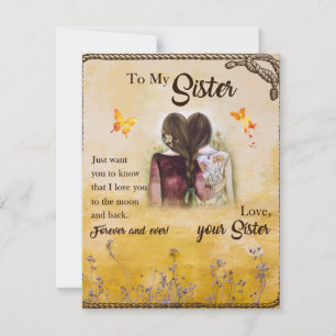To My Sister Gift,Butterfly Lovers,Floral Siblings Invitation