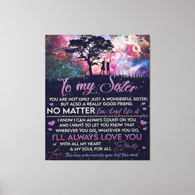To My Sister Lady Girl Gift, Sister Birthday Gift Canvas Print (Front)