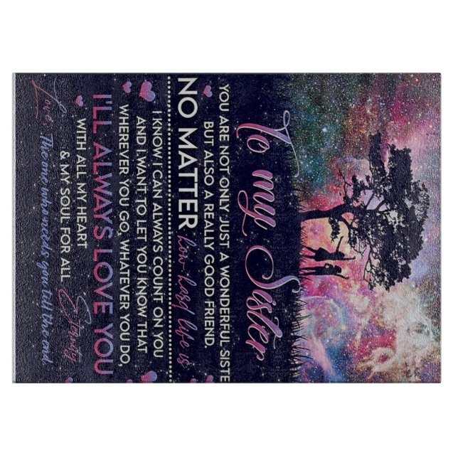 To My Sister Lady Girl Gift, Sister Birthday Gift Cutting Board (Front)