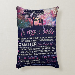 To My Sister Lady Girl Gift, Sister Birthday Gift Decorative Cushion