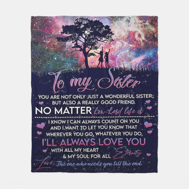To My Sister Lady Girl Gift, Sister Birthday Gift Fleece Blanket (Front)