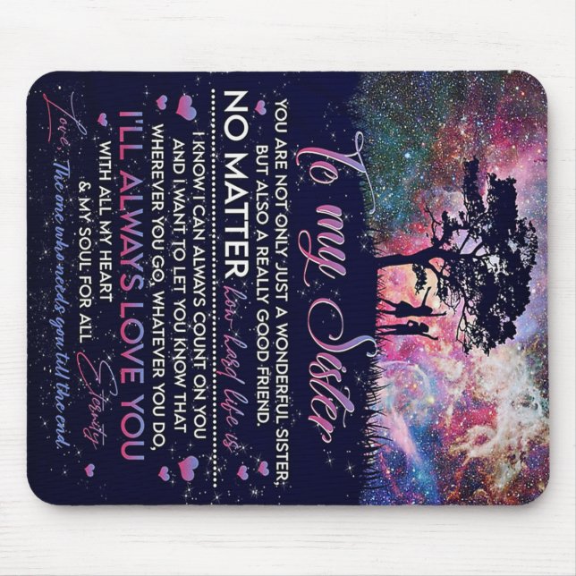 To My Sister Lady Girl Gift, Sister Birthday Gift Mouse Mat (Front)