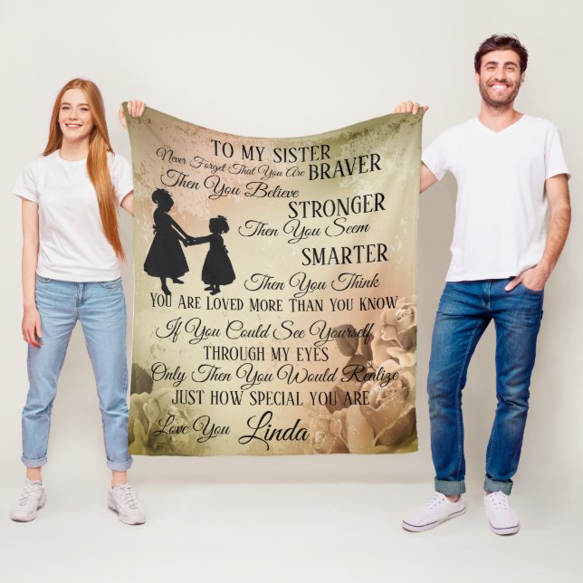 To My Sister Personalise Fleece Blanket (In Situ)