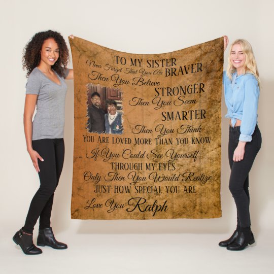 To My Sister Personalise Fleece Blanket | Zazzle.co.uk