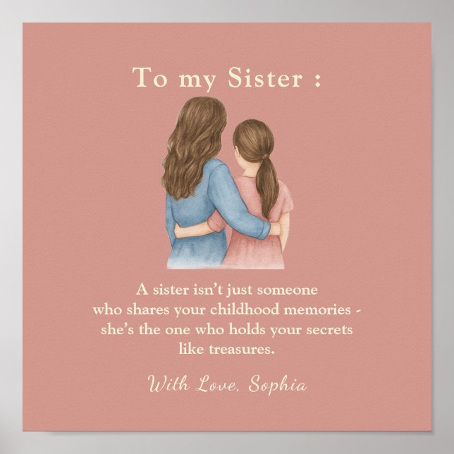 To My Sister – Personalised Photo Message Poster (Front)