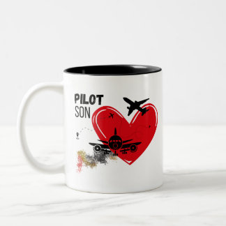 "To My Son – Fly High, Dream Big Pilot Mug" Two-Tone Coffee Mug