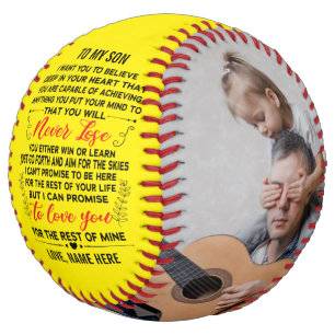 To My Son From Dad or Mum Quote & Custom 2 Photos Softball