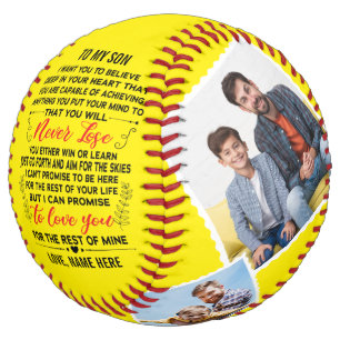 To My Son From Dad or Mum Quote & Custom 4 Photos Softball