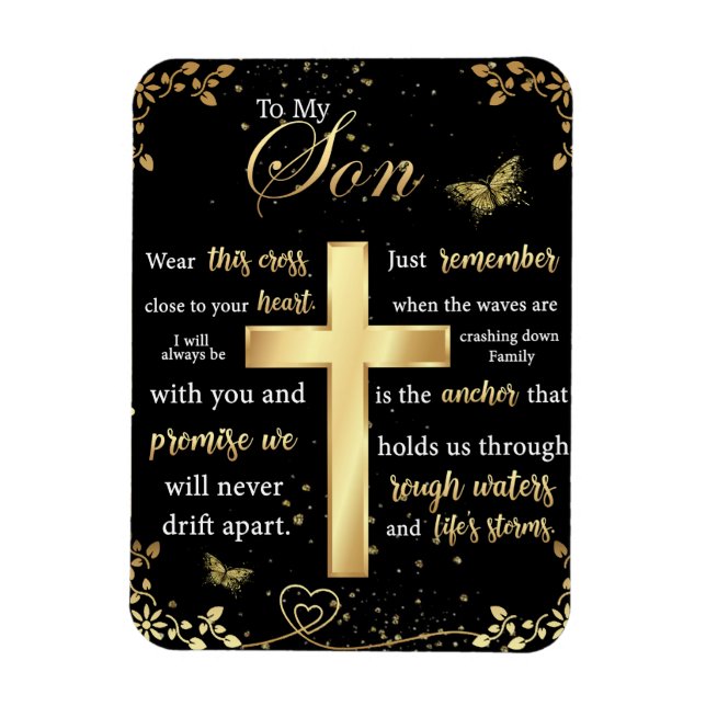 To My Son Gift, Butterfly Lover, Floral Son Letter Magnet (Vertical)