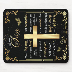 To My Son Gift, Butterfly Lover, Floral Son Letter Mouse Mat