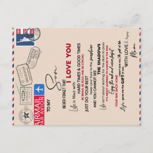 To My Son Gift, Mum And Son, Love Letter To Son Announcement Postcard