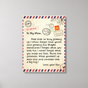 To My Son Gift, Mum And Son, Love Letter To Son Canvas Print