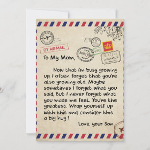 To My Son Gift, Mum And Son, Love Letter To Son Holiday Card