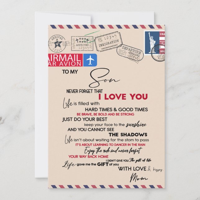 To My Son Gift, Mum And Son, Love Letter To Son Holiday Card (Front)