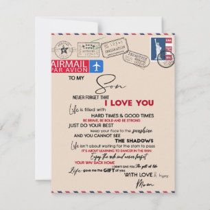 To My Son Gift, Mum And Son, Love Letter To Son Invitation