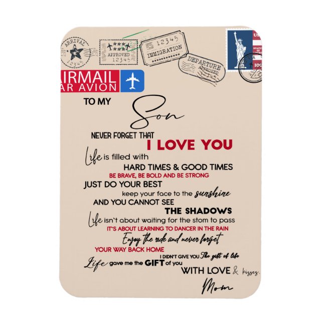 To My Son Gift, Mum And Son, Love Letter To Son Magnet (Vertical)