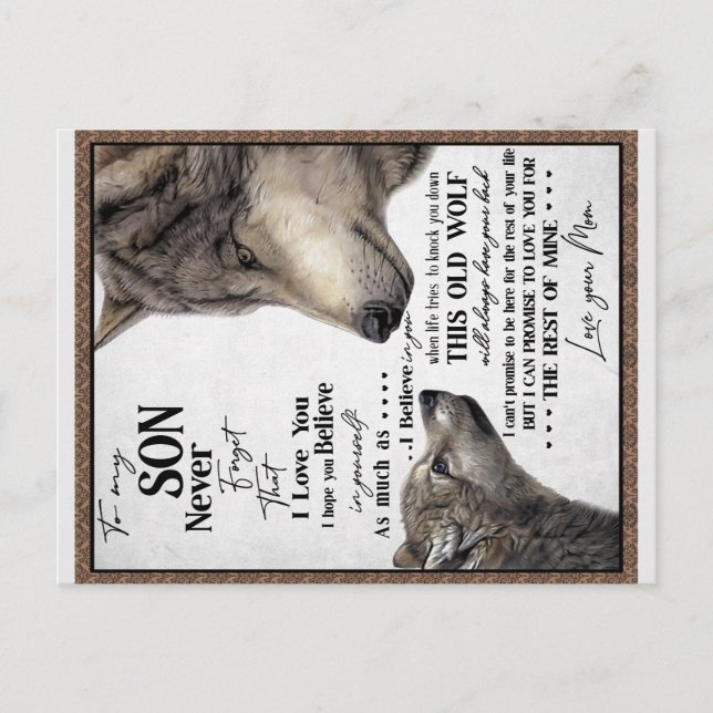To My Son Gift, Mum And Son, Love Letter To Son Postcard (Front)