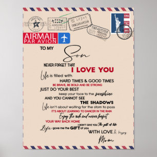 To My Son Gift, Mum And Son, Love Letter To Son Poster