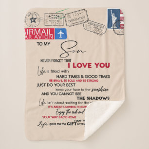 To My Son Gift, Mum And Son, Love Letter To Son Sherpa Blanket