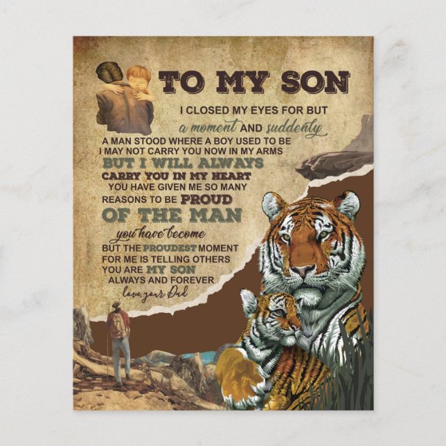 To My Son Gift,Tiger Lovers,Letter To Son From Dad Flyer (Front)