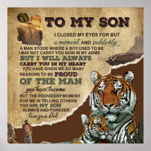To My Son Gift,Tiger Lovers,Letter To Son From Dad Poster