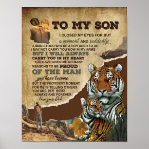 To My Son Gift,Tiger Lovers,Letter To Son From Dad Poster