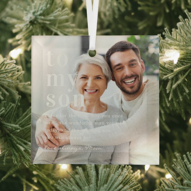 To My Son | Quote & Photo Gift  Glass Tree Decoration (Insitu)