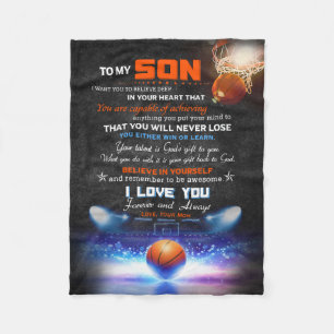 To My Son Your Talent Is God's Gift Basketball Fleece Blanket