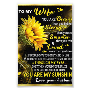 To My Sunflower Wife Birthday Gift, Couple Love Photo Print