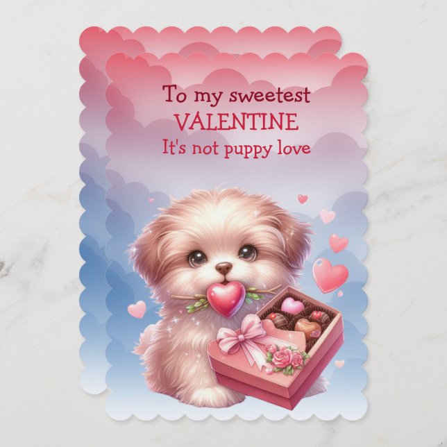 To My Sweet Valentine Puppy Love Holiday Card (Front/Back)
