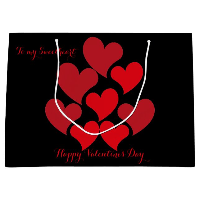 To My Sweetheart Red Heart Pattern Valentine's Day Large Gift Bag (Front)