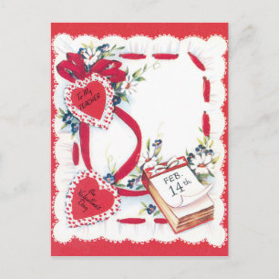 To My Teacher, Vintage Valentine's Day Love Hearts Holiday Postcard