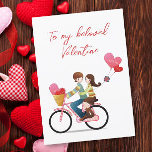 To My Valentine Couple Riding Bicycle Holiday Card