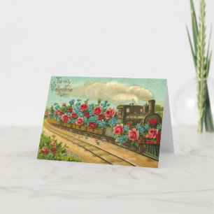 To My Valentine Floral Train Holiday Card