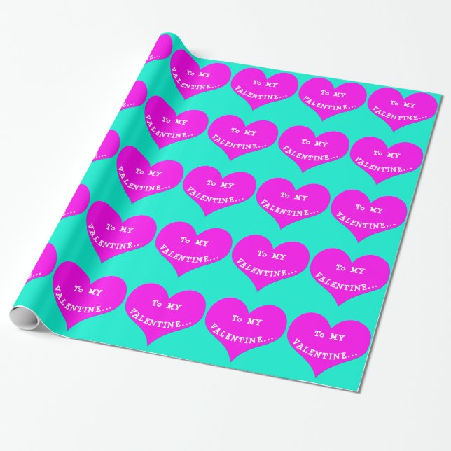 To My Valentine Pink Heart Wrapping Paper (Unrolled)