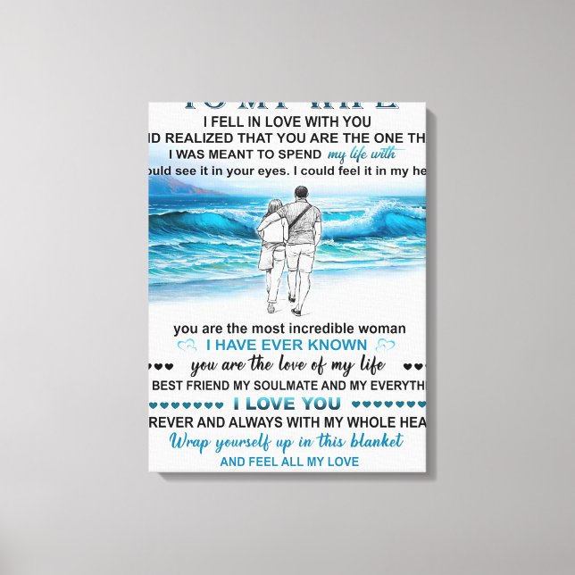 To My Wife Beach Gift, Wife Birthday, Couple Love Canvas Print (Front)