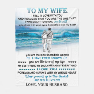 To My Wife Beach Gift, Wife Birthday, Couple Love Fleece Blanket